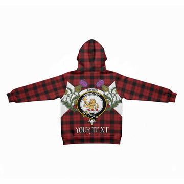 Ewing Tartan Family Crest Kid Hoodie Scottish Burns Night Thistle Floral