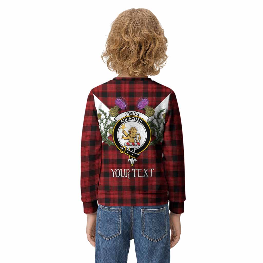 Ewing Tartan Family Crest Kid Knitted Sweatshirt Scottish Burns Night Thistle Floral
