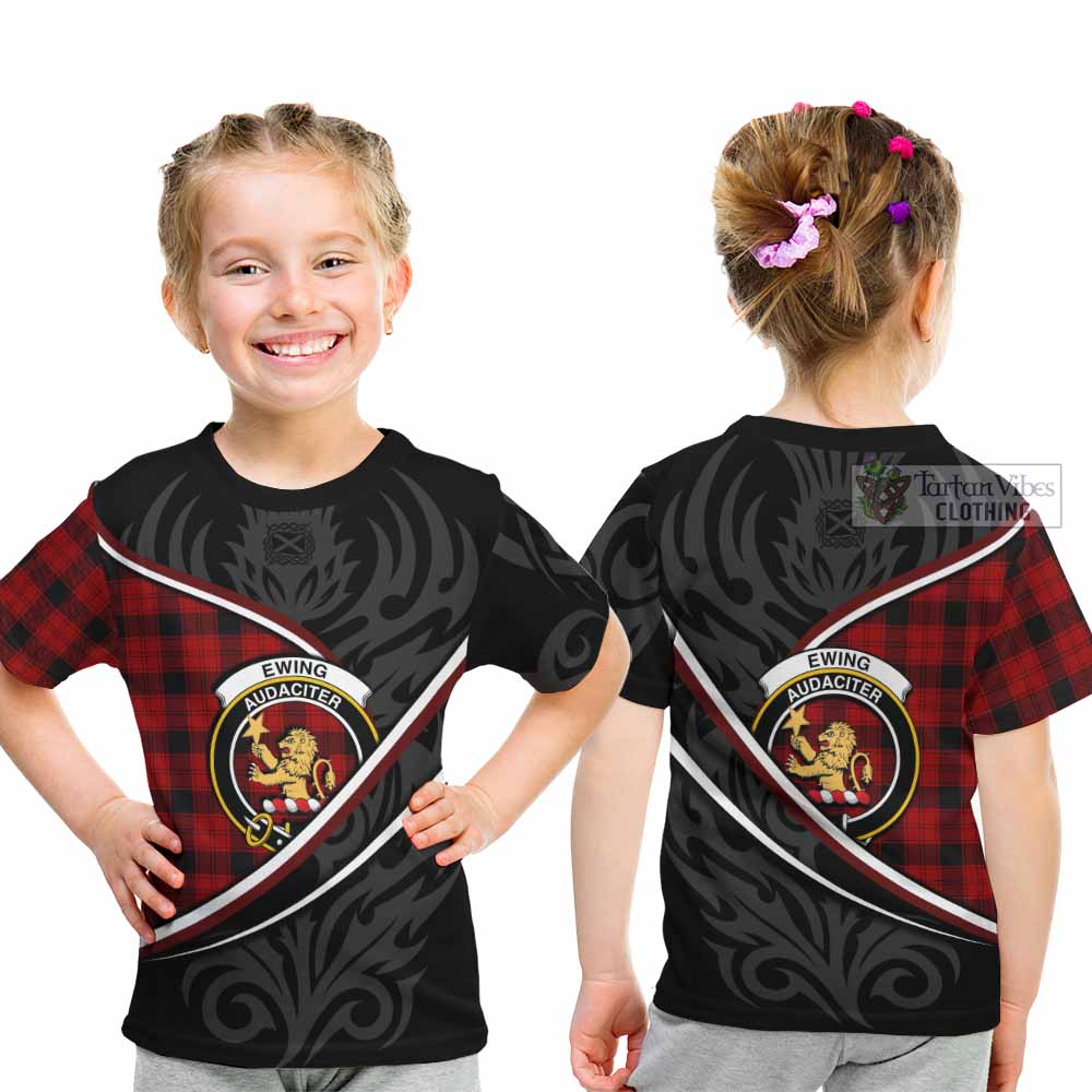 Ewing Tartan Family Crest Kid T-shirt Celtic Scottish Thistle Floral - Tartan Vibes Clothing