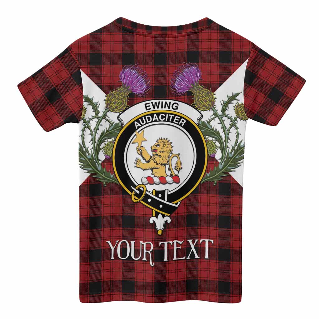 Ewing Tartan Family Crest Kid T-shirt Scottish Burns Night Thistle Floral