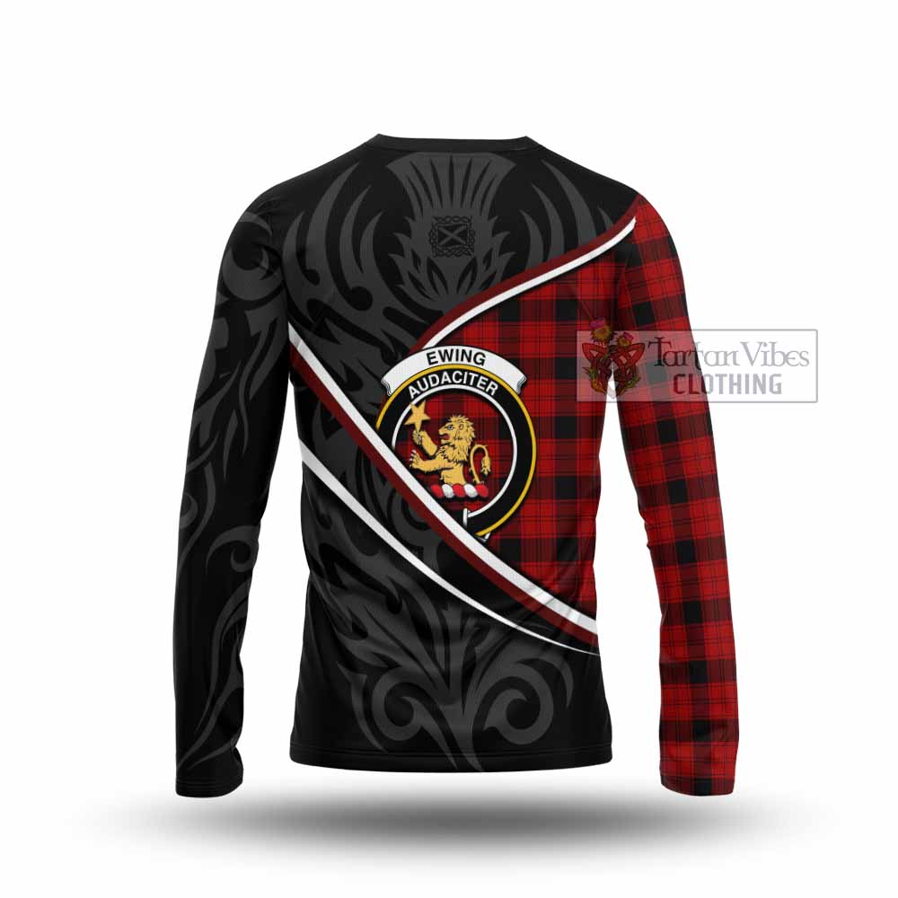 Ewing Tartan Family Crest Long Sleeve T-Shirt Celtic Scottish Thistle Floral - Tartan Vibes Clothing