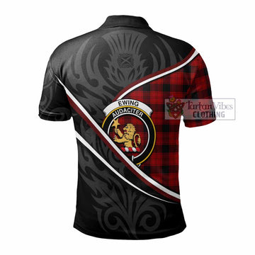 Ewing Tartan Family Crest Polo Shirt Celtic Scottish Thistle Floral