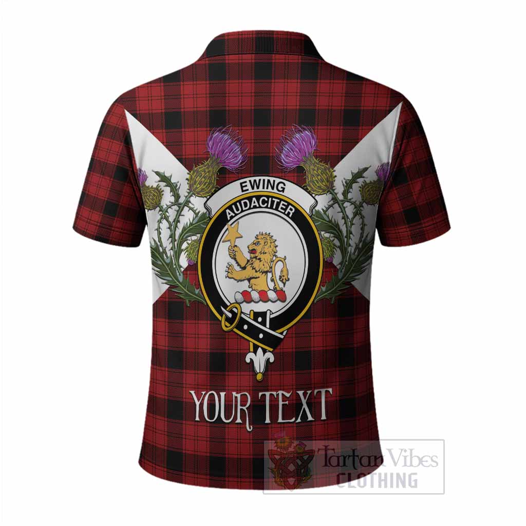 Ewing Tartan Family Crest Polo Shirt Scottish Burns Night Thistle Floral