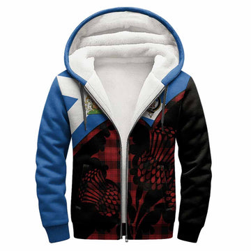 Ewing Tartan Family Crest Sherpa Hoodie Scotland Thistle Floral Flag Style