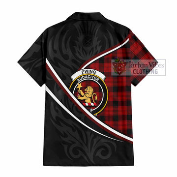 Ewing Tartan Family Crest Hawaiian Shirt Celtic Scottish Thistle Floral