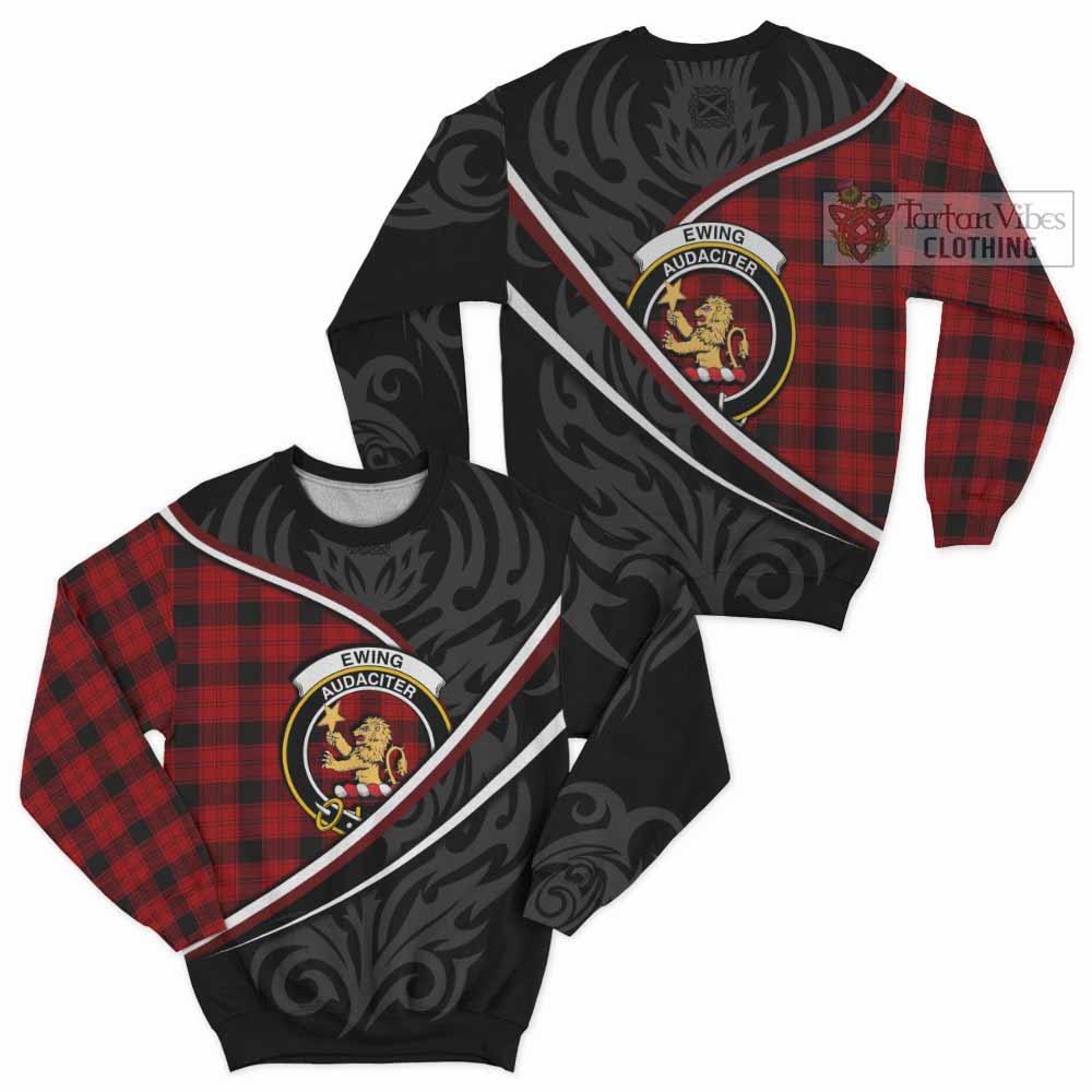 Ewing Tartan Family Crest Sweatshirt Celtic Scottish Thistle Floral - Tartan Vibes Clothing