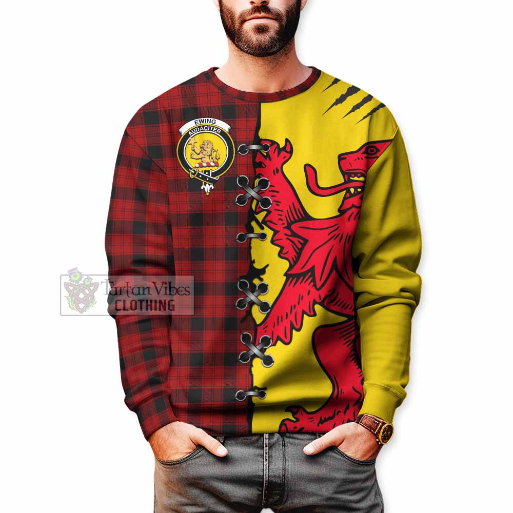 Ewing Tartan Family Crest Sweatshirt Lion Rampant Honor - Tartan Vibes Clothing
