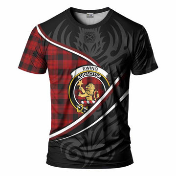 Ewing Tartan Family Crest T-shirt Celtic Scottish Thistle Floral - Tartan Vibes Clothing