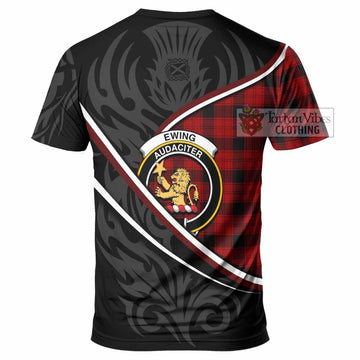 Ewing Tartan Family Crest T-shirt Celtic Scottish Thistle Floral - Tartan Vibes Clothing