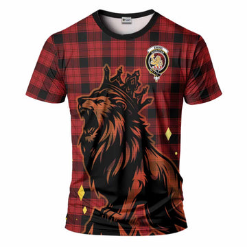 Ewing Tartan Family Crest T-Shirt Crowned Lion Roaring