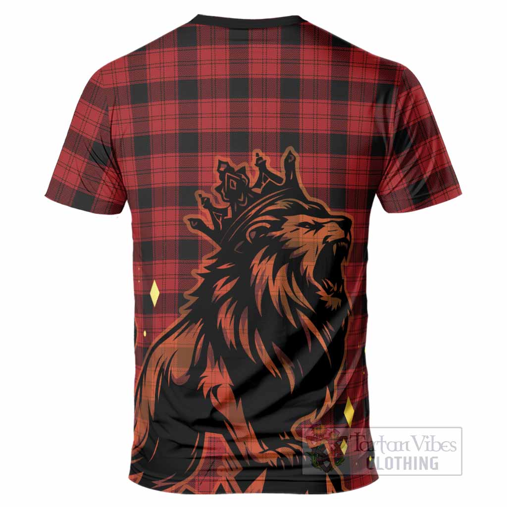 Ewing Tartan Family Crest T-Shirt Crowned Lion Roaring