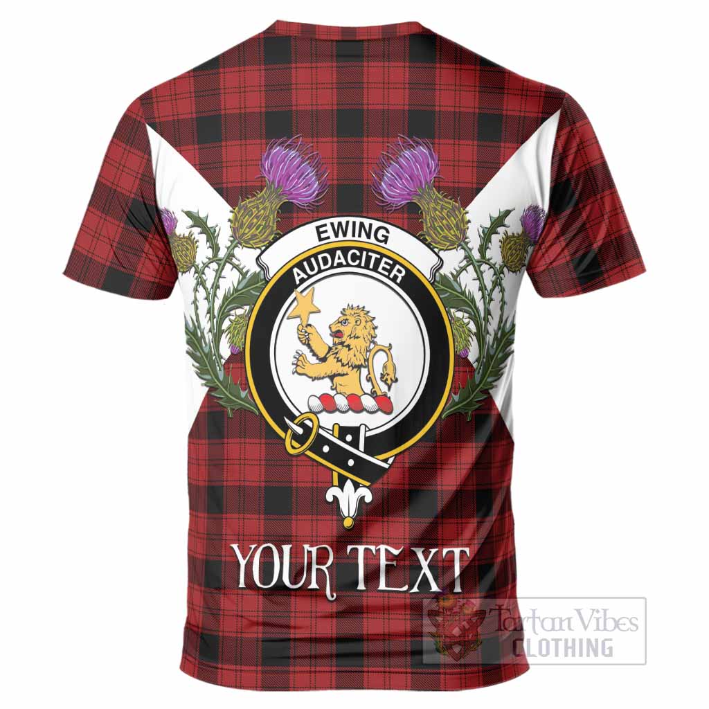 Ewing Tartan Family Crest T-Shirt Scottish Burns Night Thistle Floral
