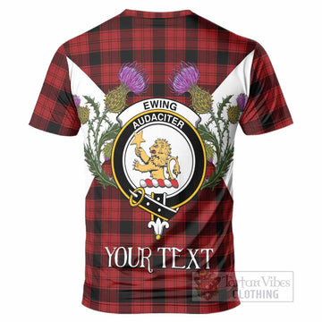Ewing Tartan Family Crest T-Shirt Scottish Burns Night Thistle Floral