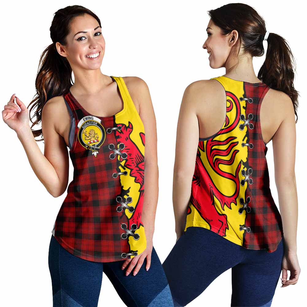 Ewing Tartan Family Crest Women Racerback Tanks Lion Rampant Honor - Tartan Vibes Clothing