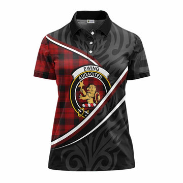 Ewing Tartan Family Crest Women's Polo Shirt Celtic Scottish Thistle Floral - Tartan Vibes Clothing