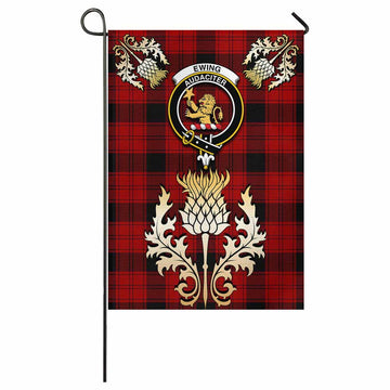 Ewing Tartan Garden Flag with Golden Regal Scottish Thistle Emblem