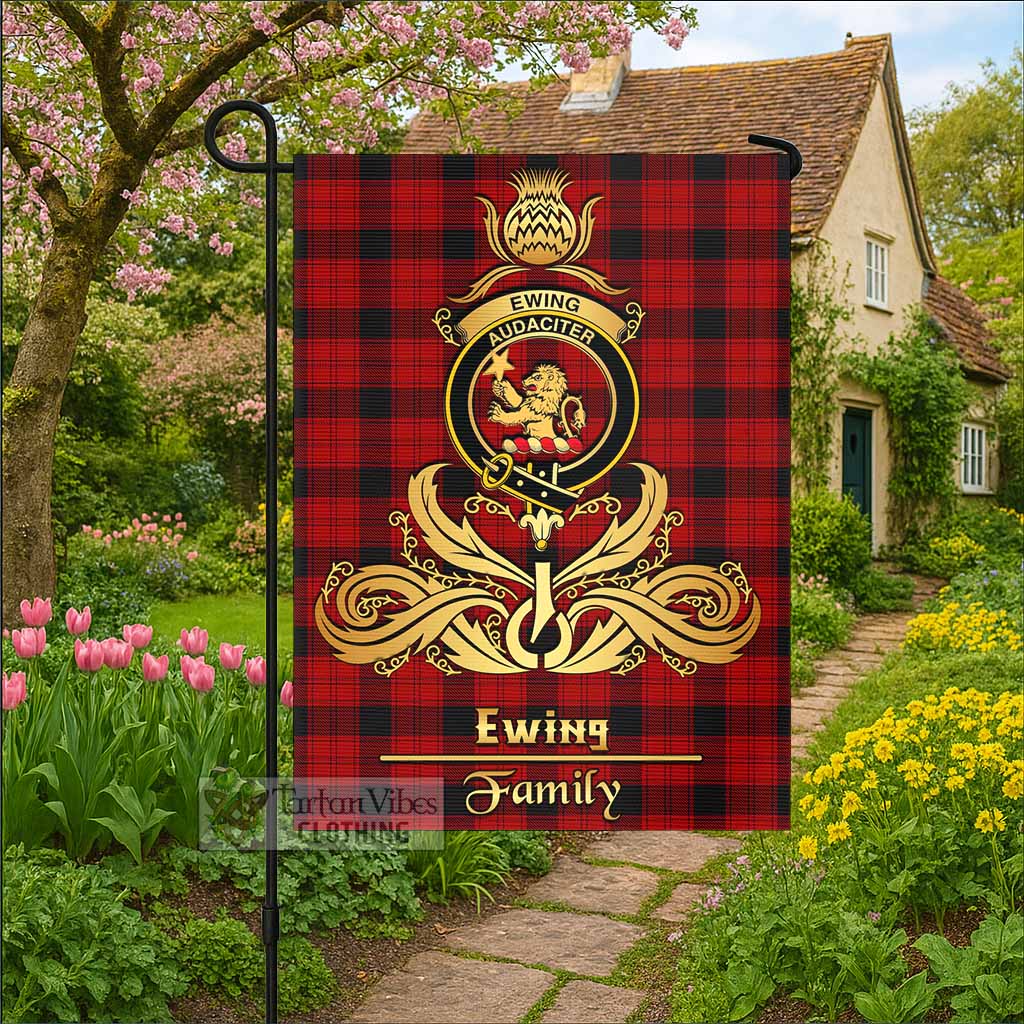 Ewing Tartan Garden Flag with Highland Thistle Cherish Family Crest Style - Tartan Vibes Clothing