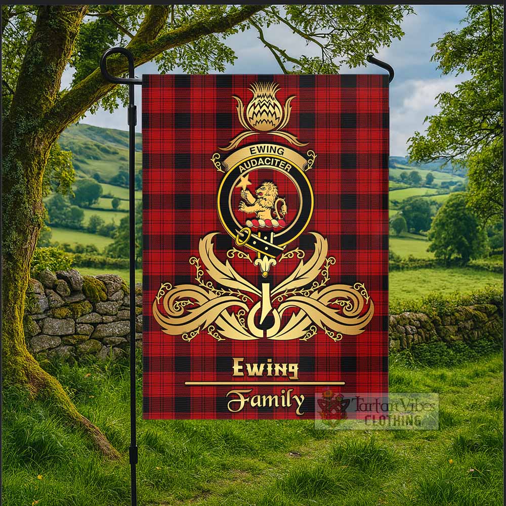 Ewing Tartan Garden Flag with Highland Thistle Cherish Family Crest Style - Tartan Vibes Clothing