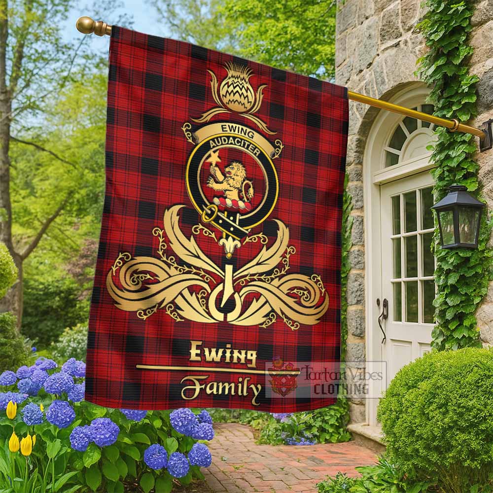 Ewing Tartan Garden Flag with Highland Thistle Cherish Family Crest Style - Tartan Vibes Clothing