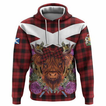 Ewing Tartan Hoodie Scottish Thistle Heilan Coo