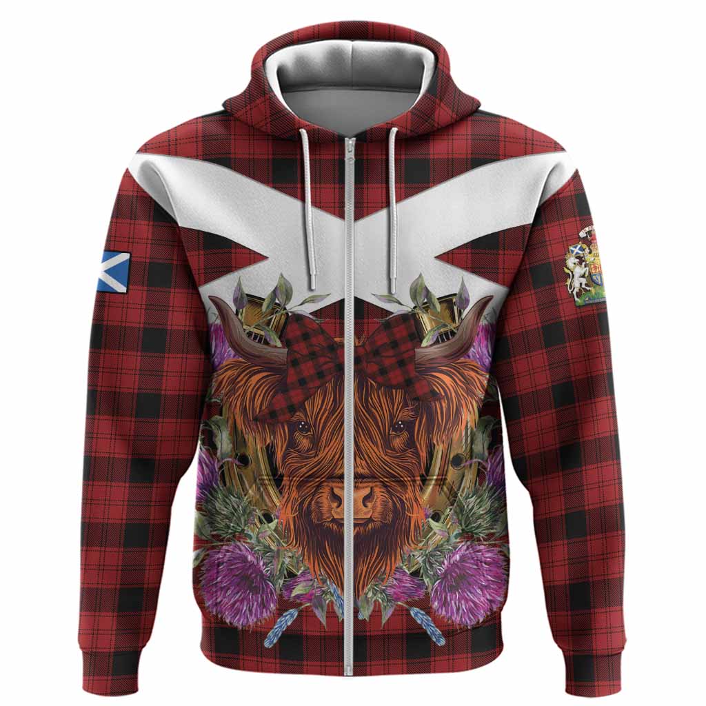 Ewing Tartan Hoodie Scottish Thistle Heilan Coo