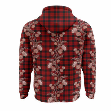 Ewing Tartan Hoodie Seamless Scottish Thistle Flowers