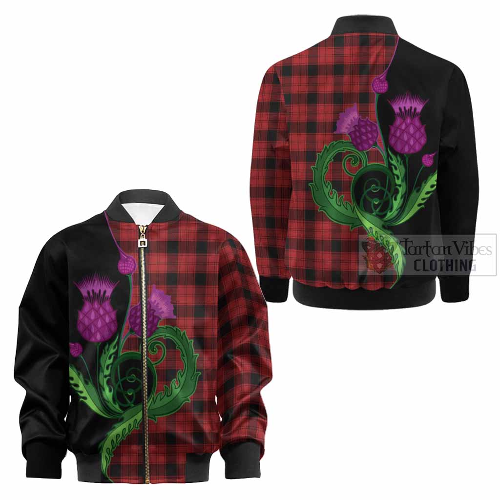 Ewing Tartan Kid Bomber Jacket Traditional Scottish Thistle