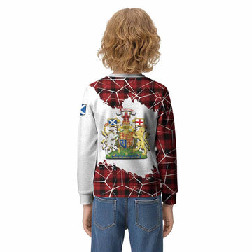 Ewing Tartan Kid Knitted Sweatshirt with Family Crest and Lion Rampant Grunge Style