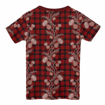 Ewing Tartan Kid T-shirt Seamless Scottish Thistle Flowers