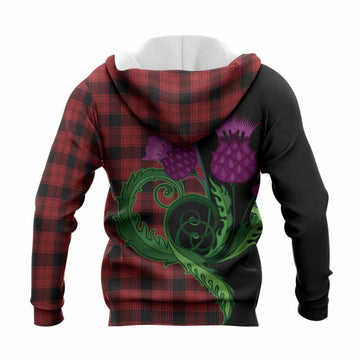 Ewing Tartan Knitted Hoodie Traditional Scottish Thistle