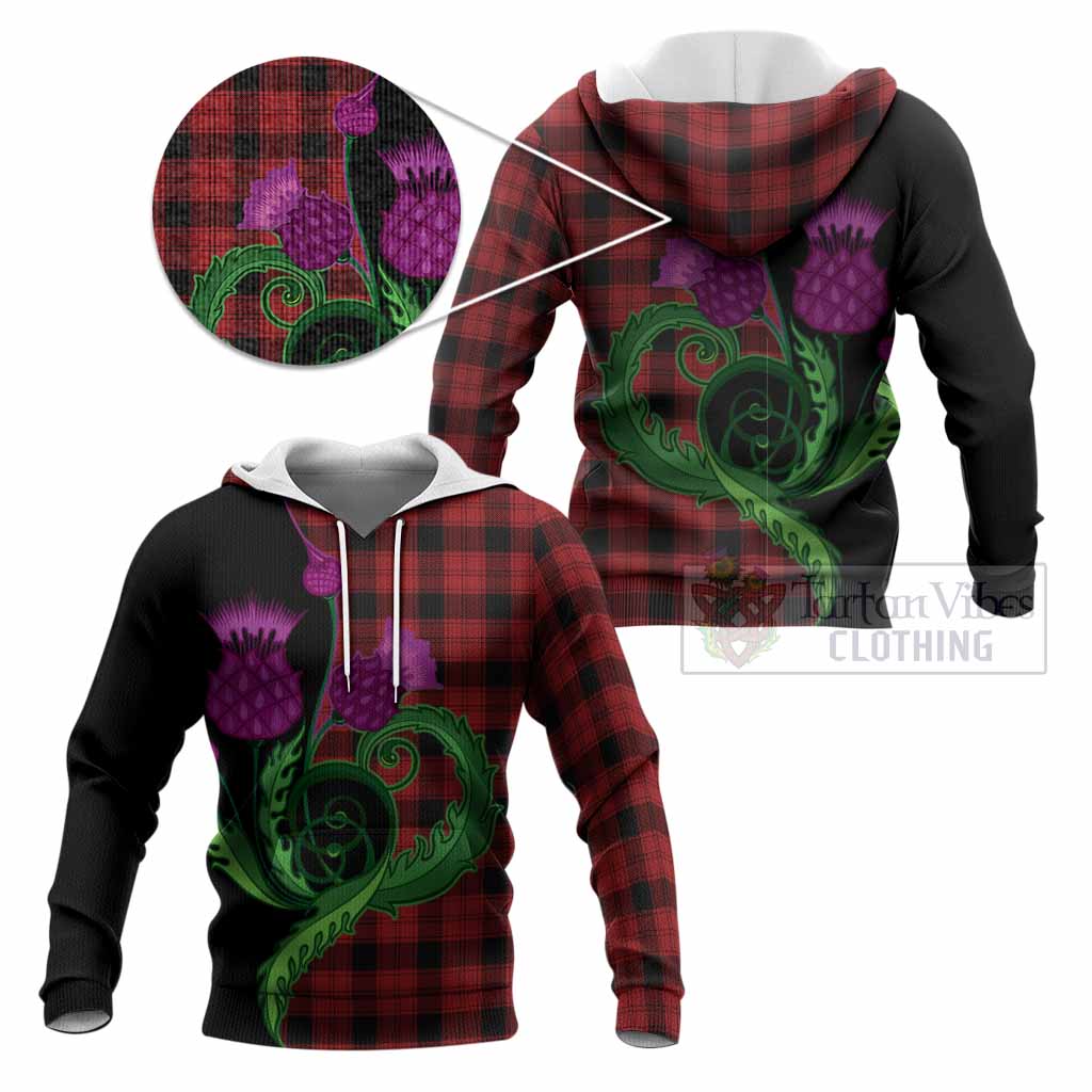 Ewing Tartan Knitted Hoodie Traditional Scottish Thistle