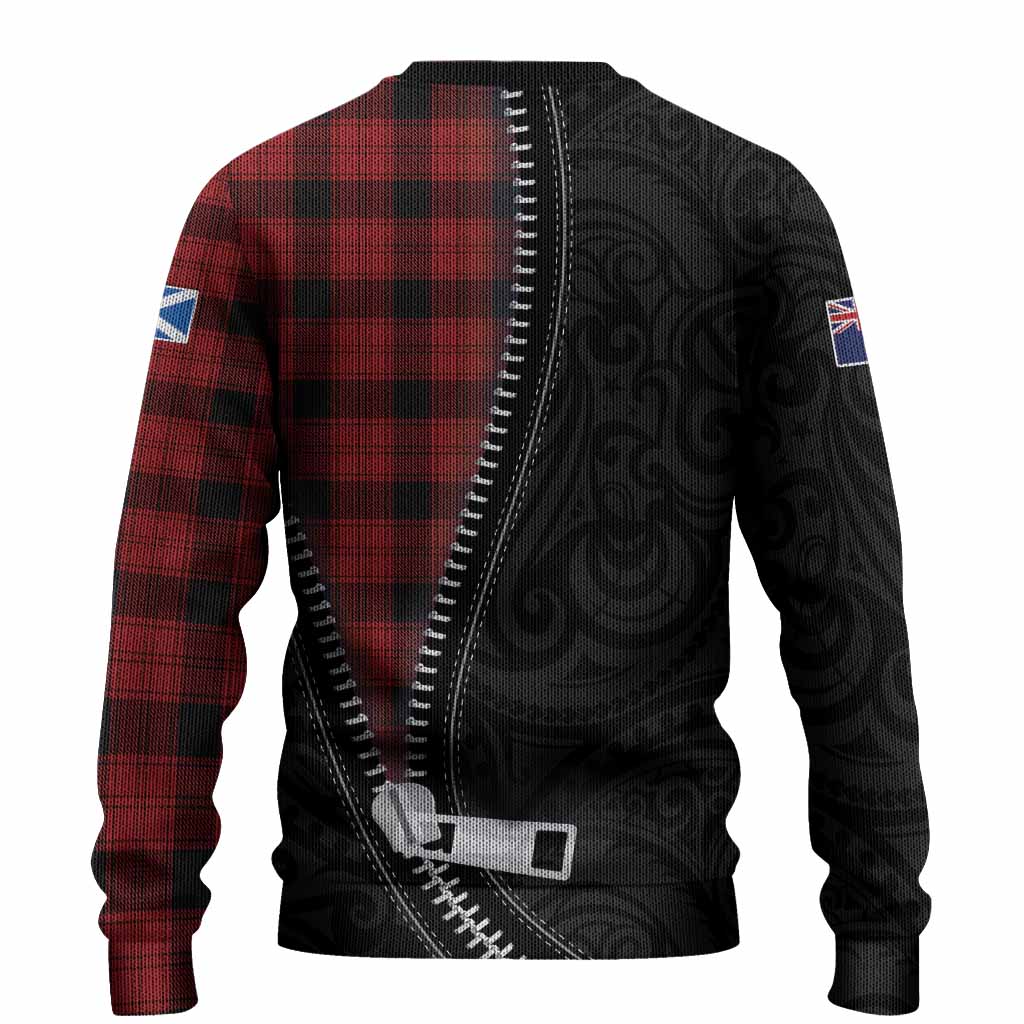 Ewing Tartan Knitted Sweater New Zealand Pattern Unique Zipper Stylized