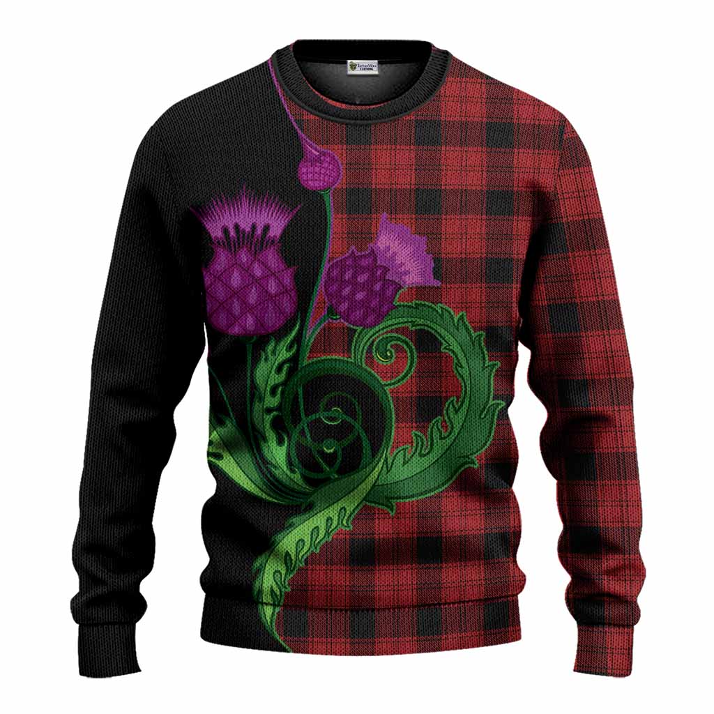 Ewing Tartan Knitted Sweater Traditional Scottish Thistle