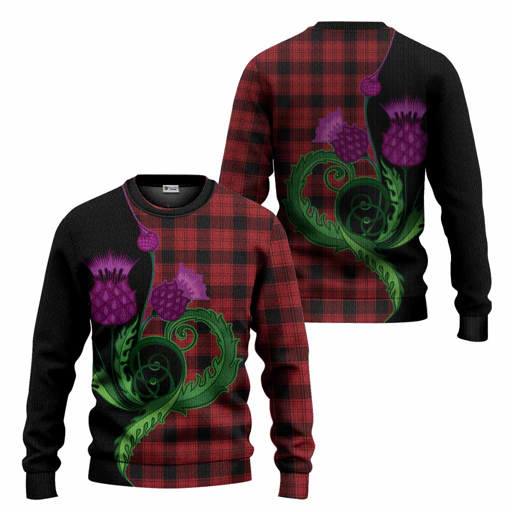 Ewing Tartan Knitted Sweater Traditional Scottish Thistle