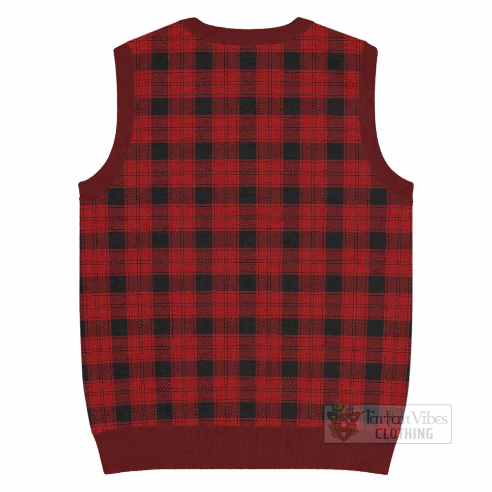 Ewing Tartan Knitted V-Neck Vest with Family Crest - Tartan Vibes Clothing