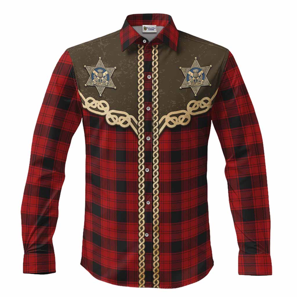 Ewing Tartan Long Sleeve Button Shirts Bigfoot Riding The Kelpie Monster