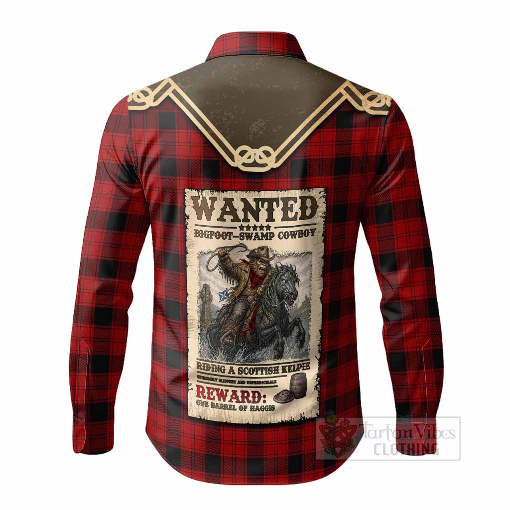 Ewing Tartan Long Sleeve Button Shirts Bigfoot Riding The Kelpie Monster