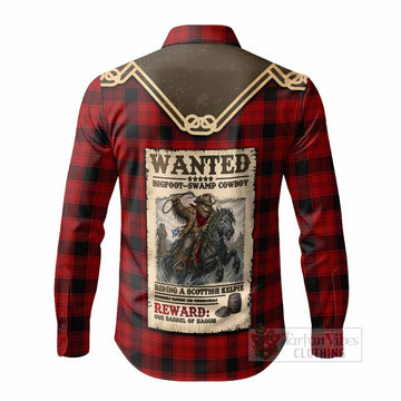 Ewing Tartan Long Sleeve Button Shirts Bigfoot Riding The Kelpie Monster