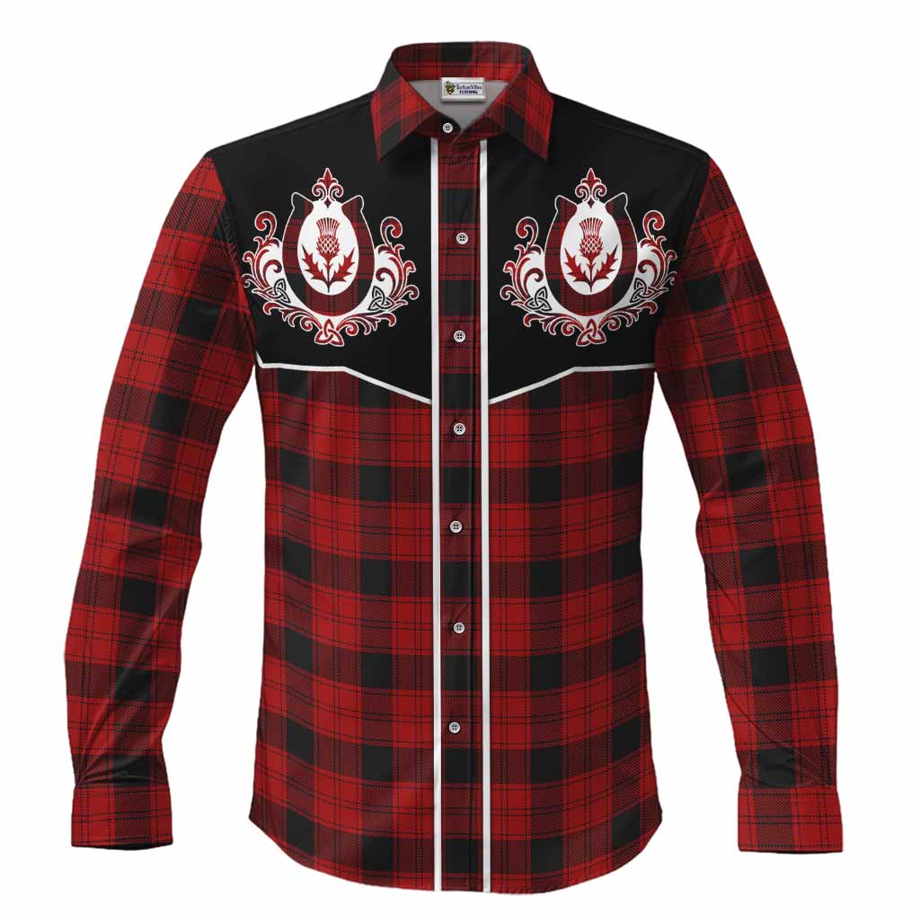 Ewing Tartan Long Sleeve Button Shirts Horseshoe Ornament Men's Shirt S - Tartan Vibes Clothing