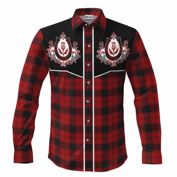 Ewing Tartan Long Sleeve Button Shirts Horseshoe Ornament Men's Shirt S - Tartan Vibes Clothing