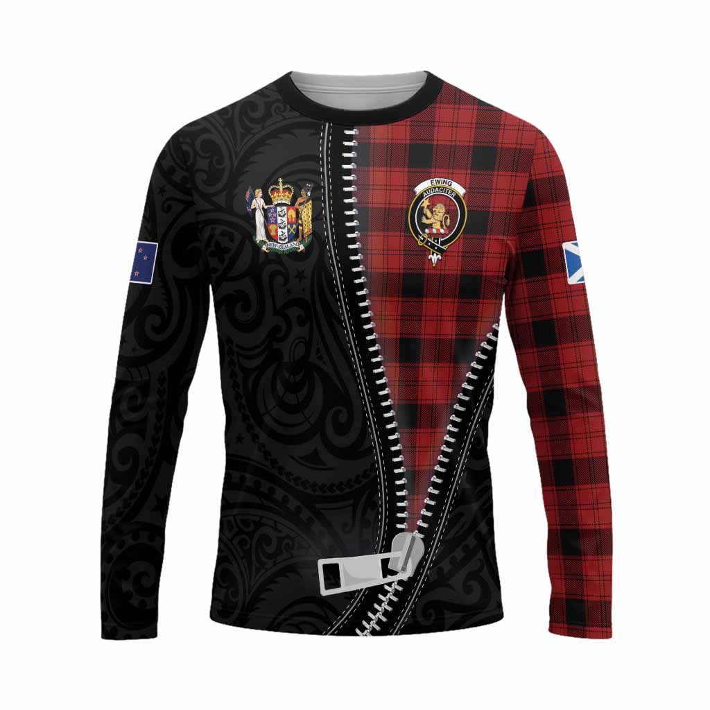 Ewing Tartan Long Sleeve T-Shirt New Zealand Pattern Unique Zipper Stylized
