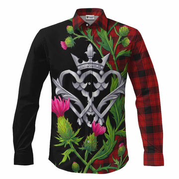 Ewing Tartan Luckenbooth Long Sleeve Button Shirts Silver Heart Crown Thistle Floral Men's Shirt S - Tartan Vibes Clothing