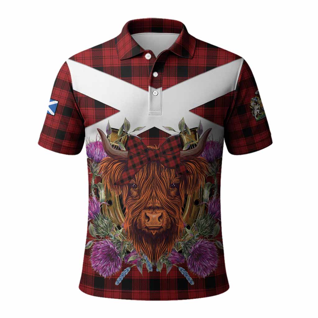 Ewing Tartan Polo Shirt Scottish Thistle Heilan Coo
