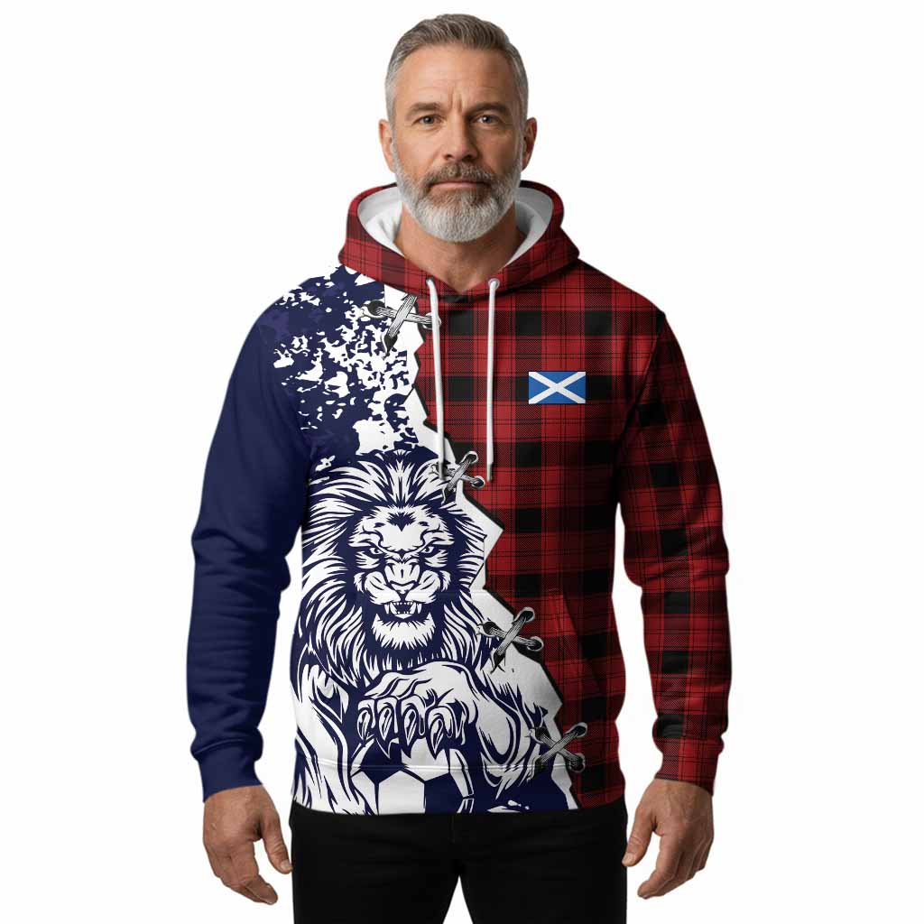 Ewing Tartan Scottish Hoodie Angry Lion With Soccer Ball Style