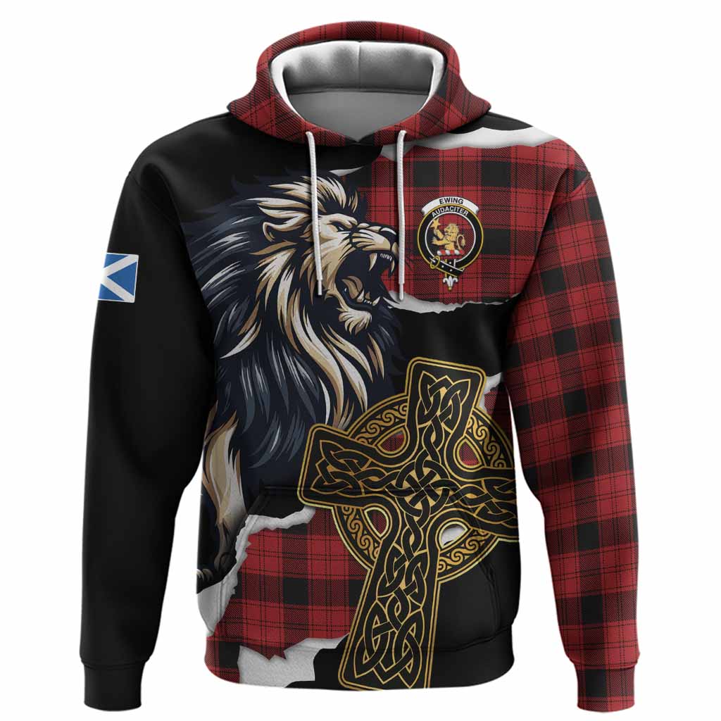 Ewing Tartan Scottish Hoodie Lion Celtic Heritage