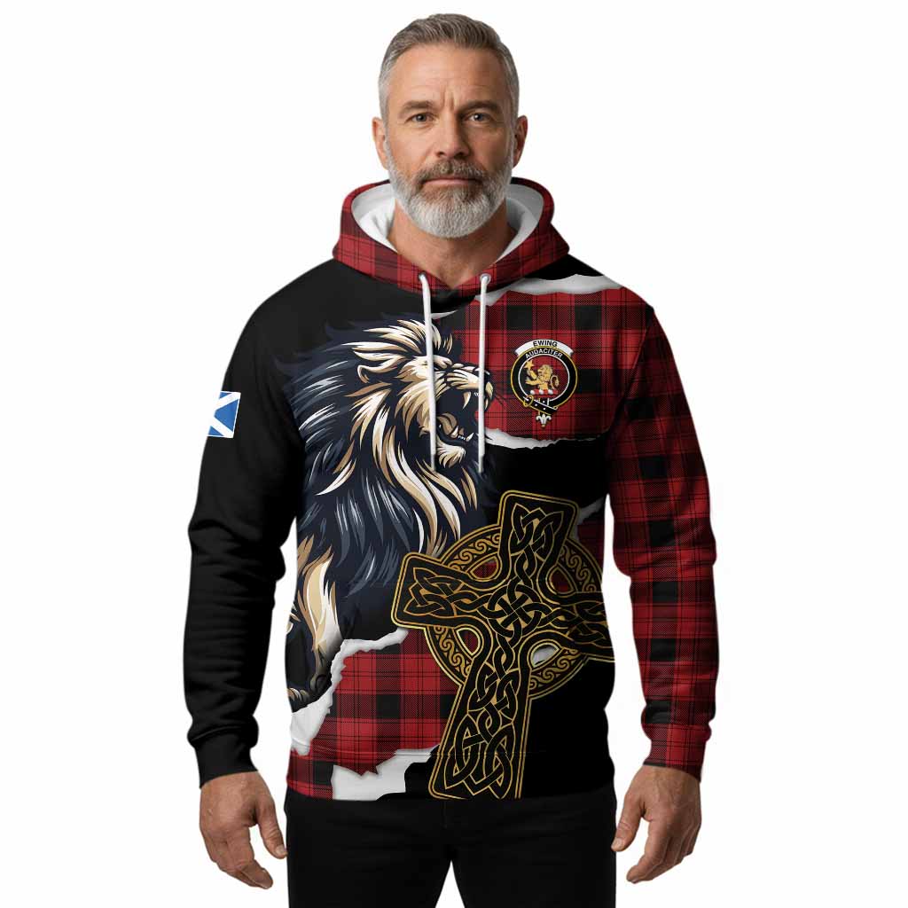 Ewing Tartan Scottish Hoodie Lion Celtic Heritage