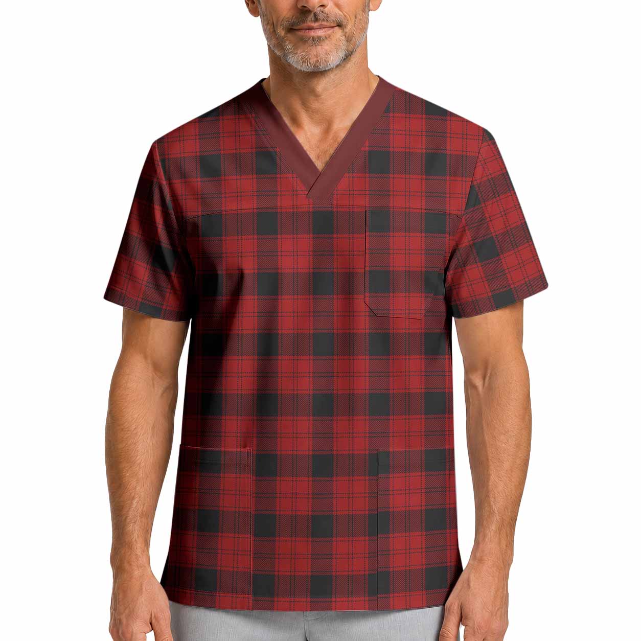 Ewing Tartan Scrub Top XL - Tartan Vibes Clothing