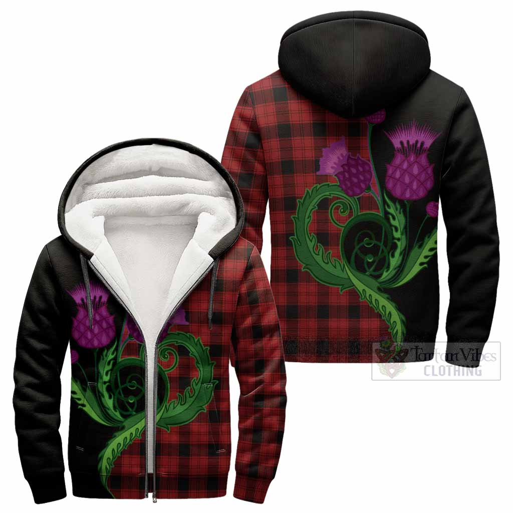 Ewing Tartan Sherpa Hoodie Traditional Scottish Thistle