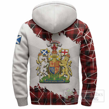 Ewing Tartan Sherpa Hoodie with Family Crest and Lion Rampant Grunge Style