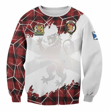 Ewing Tartan Sweatshirt with Family Crest and Lion Rampant Grunge Style